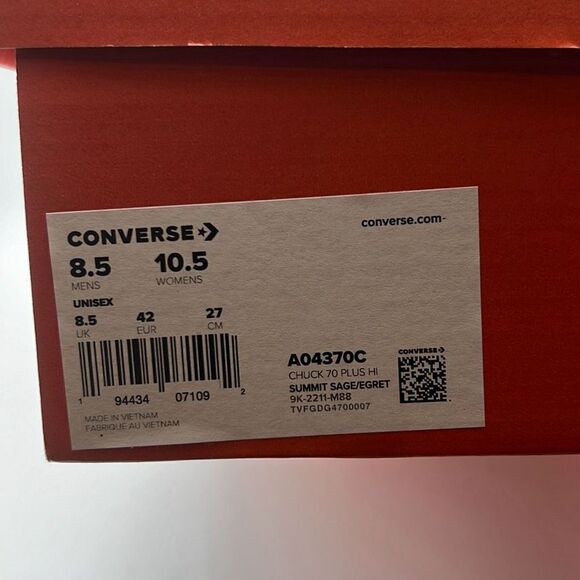 Converse Chuck 70 Patchwork High Top Sneaker- Unisex A04370C W-10.5 / M-8.5 NWB - Picture 8 of 8